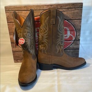 Laredo men’s tan dust Cb trucker 4242 9D  Tan Leather Cowboy Boots